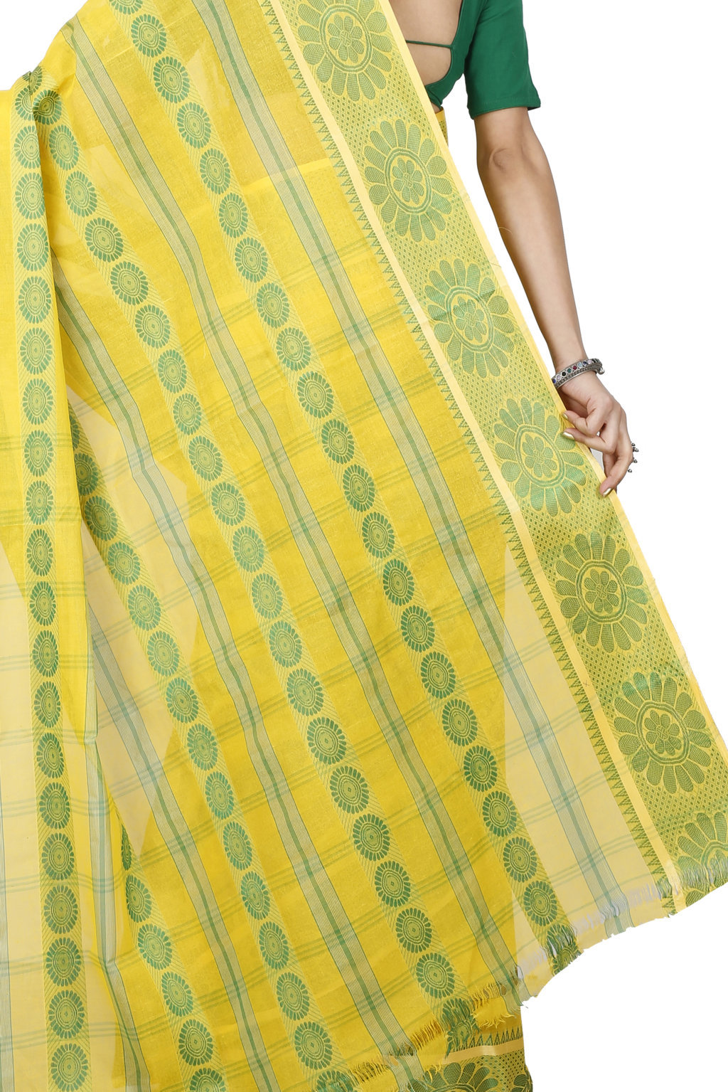 Yellow Pure Cotton Chakro_Tant Tant Saree (1050)